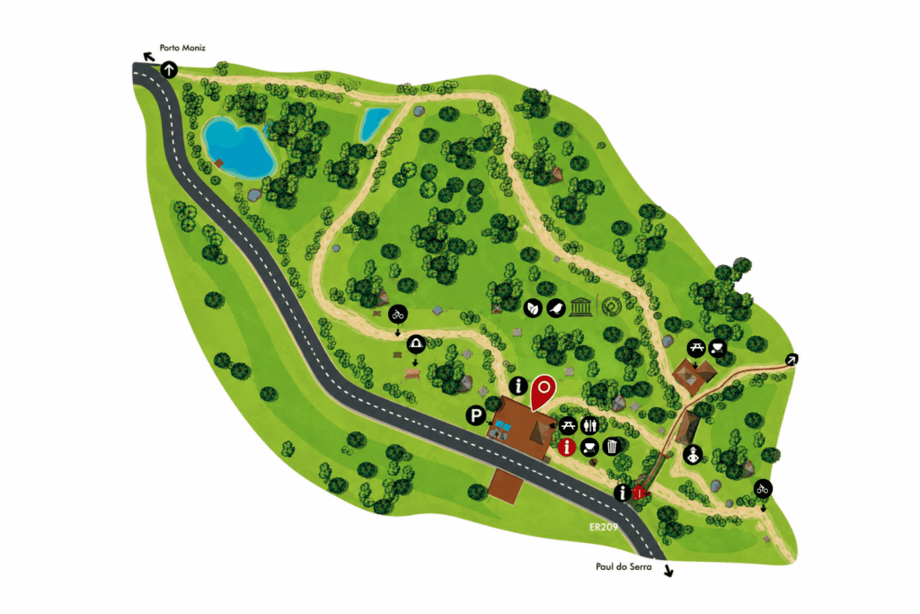 Plan illustré du parc de la forêt de Fanal à Madère avec ses chemins et repères