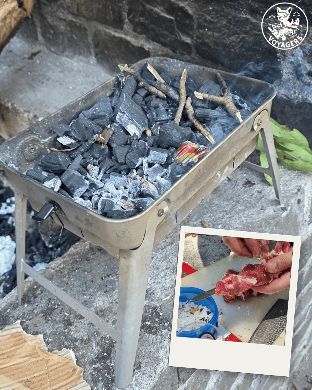 Braises et bois dans le barbecue du Ribeiro da Lapa 2 à Madère